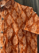 Load image into Gallery viewer, Ethnic Cotton Shirt – Rust Orange Botanical Print
