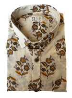 Load image into Gallery viewer, Cream Sanganeri Floral Handblock Shirt
