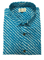 Load image into Gallery viewer, Rajasthan Lahriya Sky Blue Print Shirt – Handcrafted
