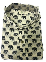 Load image into Gallery viewer, Men's Cream Elephant Print Cotton Shirt