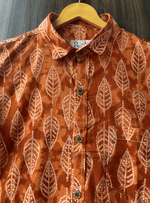 Load image into Gallery viewer, Ethnic Cotton Shirt – Rust Orange Botanical Print
