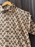 Load image into Gallery viewer, Jaipur Block Print Shirt – Beige &amp; Brown Handmade Design
