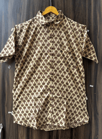 Load image into Gallery viewer, Jaipur Block Print Shirt – Beige &amp; Brown Handmade Design
