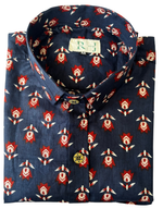 Load image into Gallery viewer, Navy Blue Tulip Handblock Cotton Shirt