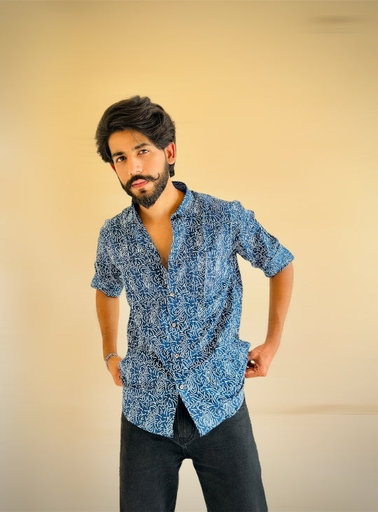 Quirky Pattern blue shirt