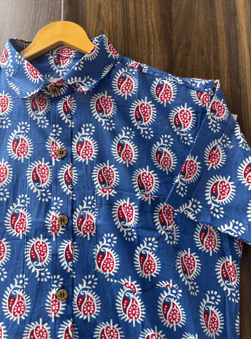 Jaipur Print Blue Cotton Shirt – Paisley Design