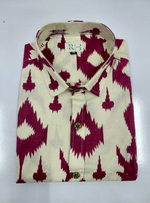 Load image into Gallery viewer, Men’s Cream Ikat Pattern Cotton Shirt | Rangat Jaipur