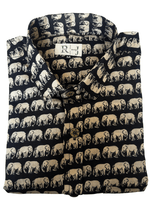 Load image into Gallery viewer, Black &amp; White Elephant Block Printed Shirt
