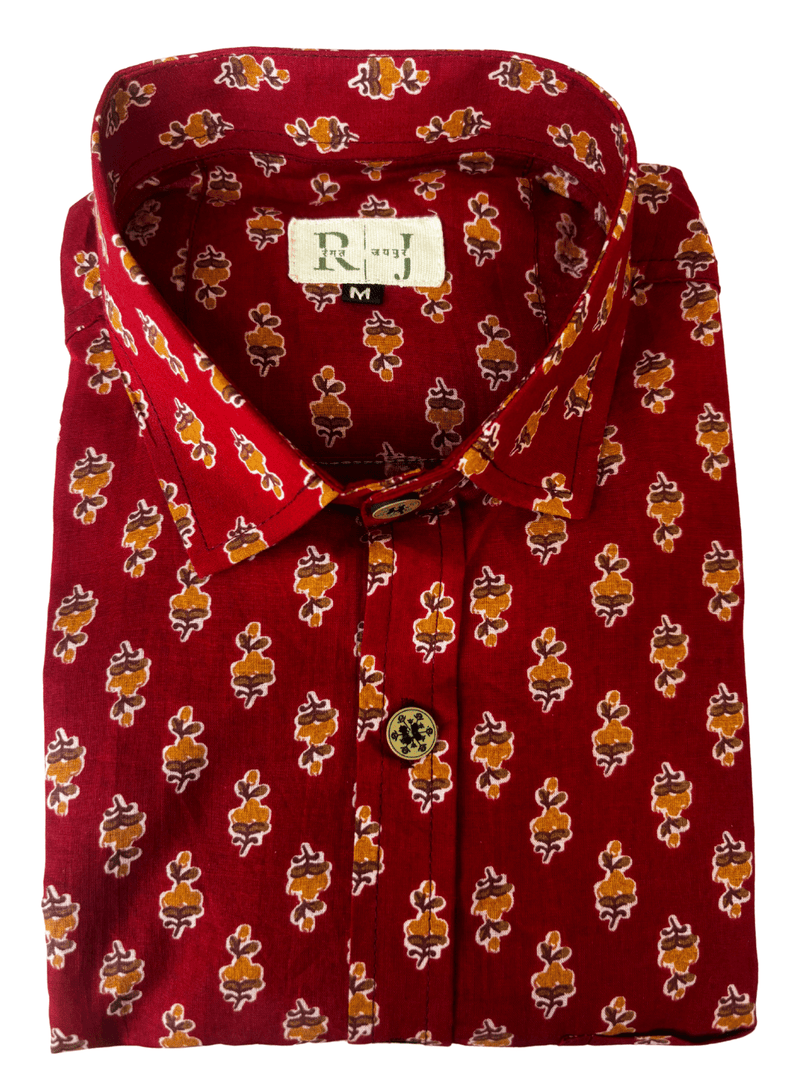 Jaipur Red Floral Printed Shirt for Men