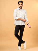 Load image into Gallery viewer, White Sanganeri Floral Printed Cotton Shirt

