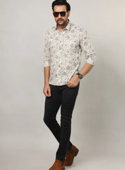 Jaipuri Handblock Sanganeri  Print Cotton Shirt