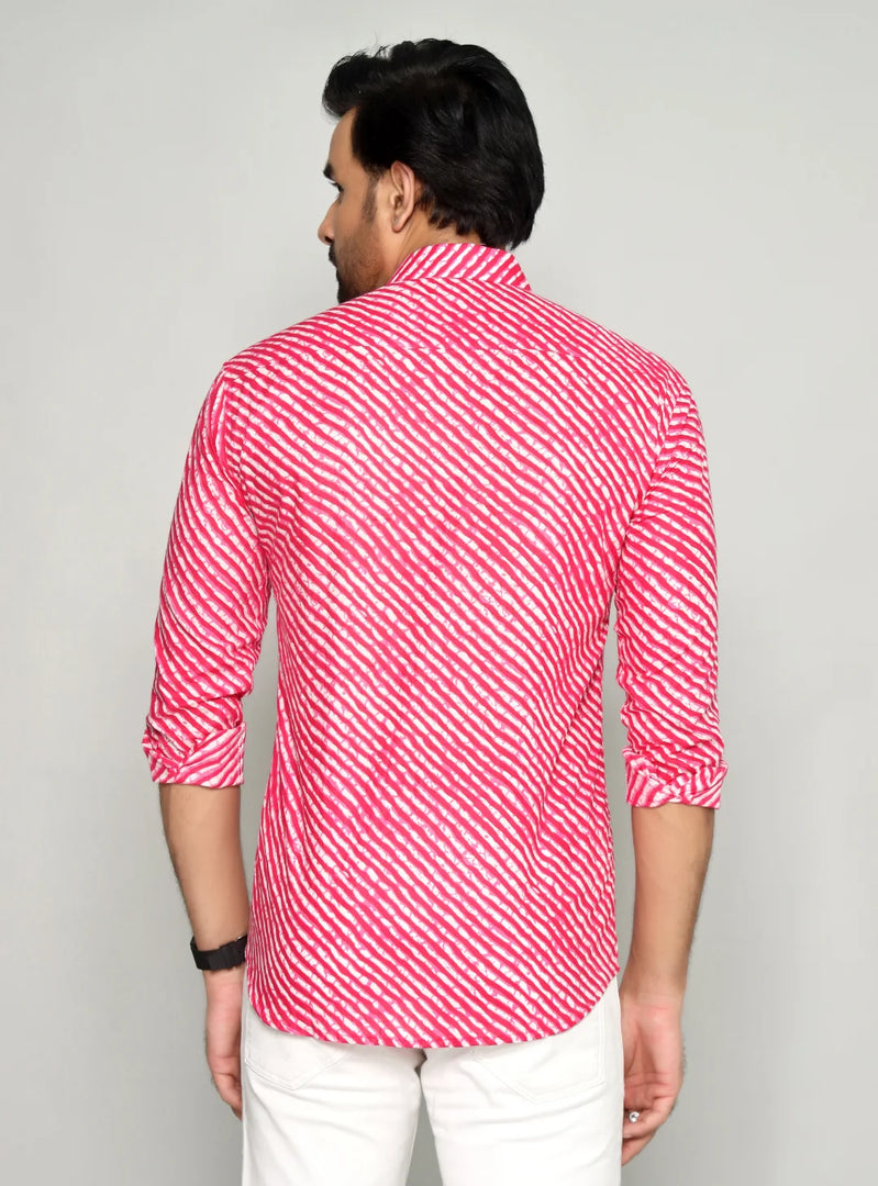 Rajasthan Lahriya Pink Print Shirt – Handcrafted