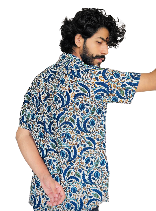 Sanganeri Blue Blossom Shirt