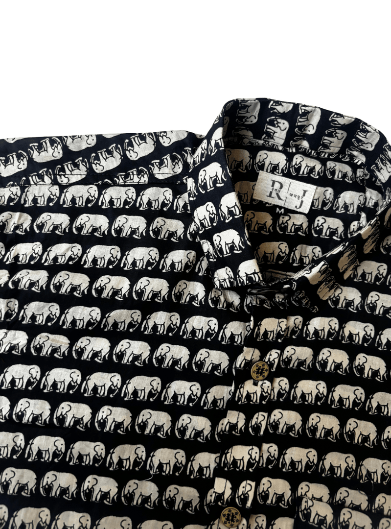 Black & White Elephant Block Printed Shirt