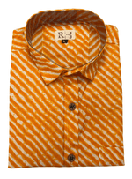 Load image into Gallery viewer, Rajasthan Lahriya Haldi Color Print Shirt – Handcrafted
