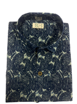 Load image into Gallery viewer, Navy Blue Paisley Printed Cotton Shirt – Handcrafted Jaipur Style