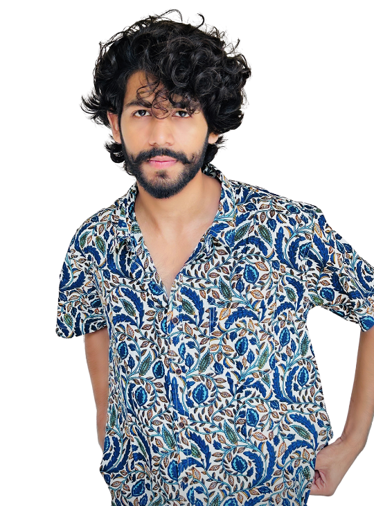 Sanganeri Blue Blossom Shirt