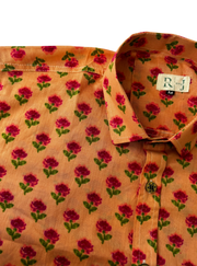 Peach Rose Printed Cotton Shirt for Men – Jaipuri Floral Style
