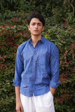 Load image into Gallery viewer, Premium Blue Bandhani Print Cotton Shirt | Traditional Rajasthani Design