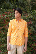 Load image into Gallery viewer, Rajasthan Lahriya Haldi Color Print Shirt – Handcrafted
