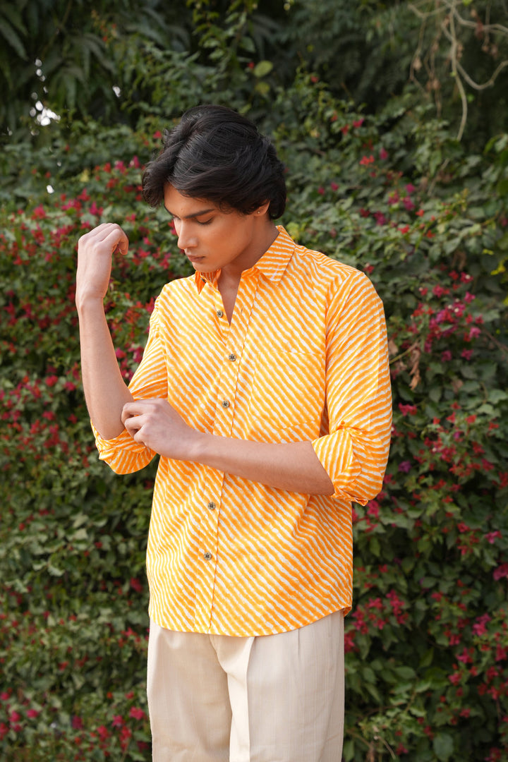 Rajasthan Lahriya Haldi Color Print Shirt – Handcrafted