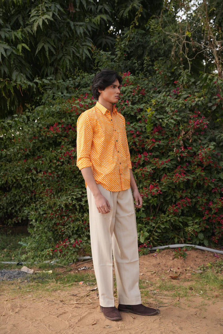 Rajasthan Lahriya Haldi Color Print Shirt – Handcrafted