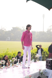 Traditional Pink Bandhani Motif Shirt for Men | Rangat Jaipur