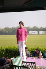 Load image into Gallery viewer, Traditional Pink Bandhani Motif Shirt for Men | Rangat Jaipur