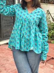 Sky Floral Printed Peplum For Women