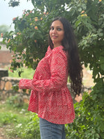Load image into Gallery viewer, RED Leher Peplum