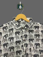 Load image into Gallery viewer, Fabric with elephant pattern on a hanger against a light background
