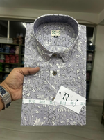 Load image into Gallery viewer, Dark Grey Sanganeri Floral Printed Cotton Shirt