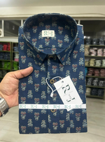 Load image into Gallery viewer, Men’s Blue Sanganeri Handblock Print Shirt