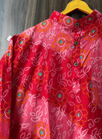 Load image into Gallery viewer, Men’s Handcrafted Bandhani Short Kurta – Pink and Red Tie-Dye Print
