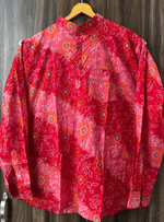 Load image into Gallery viewer, Men’s Handcrafted Bandhani Short Kurta – Pink and Red Tie-Dye Print
