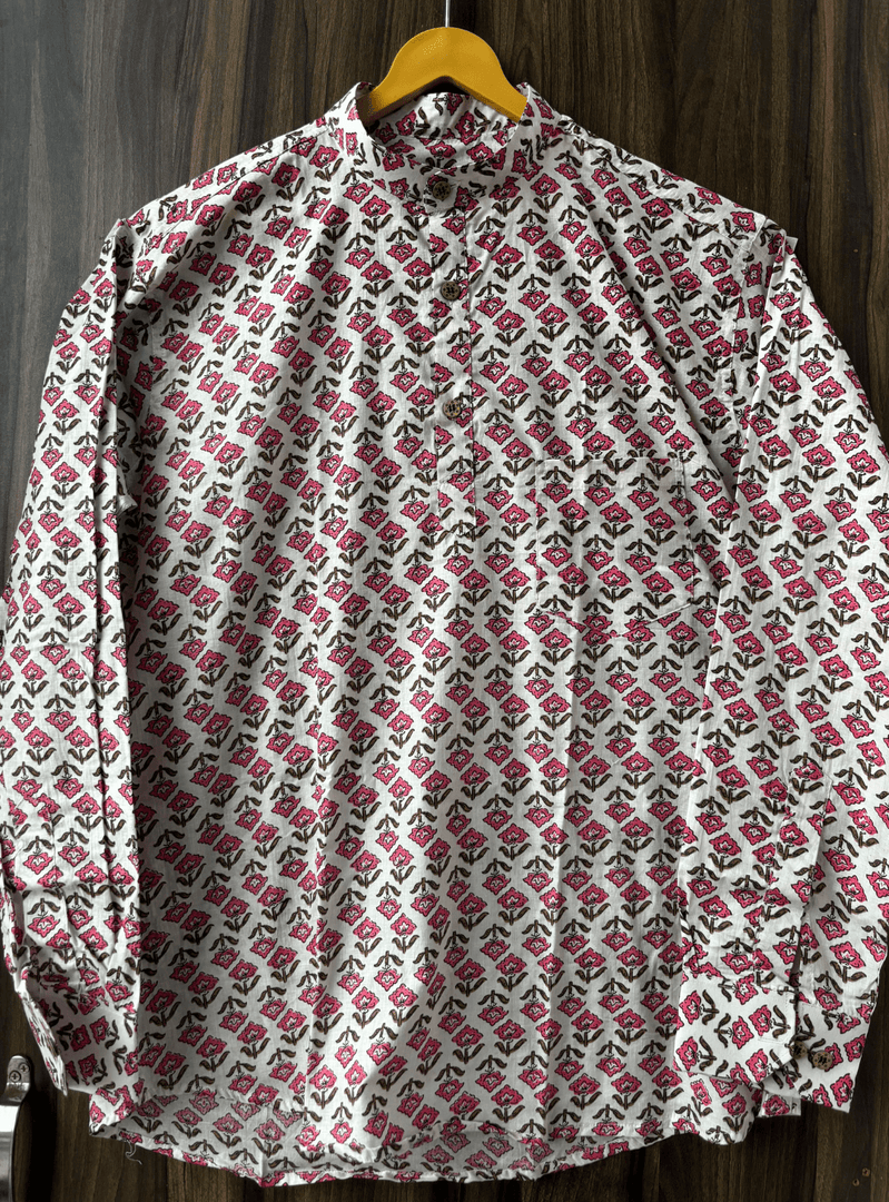 Gulab-E-Bahar Block Print Short Kurta - Sanganeri Print