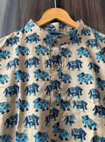 Load image into Gallery viewer, Maharaja Elephant Short Kurta - Sanganeri Print
