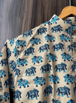 Load image into Gallery viewer, Maharaja Elephant Short Kurta - Sanganeri Print
