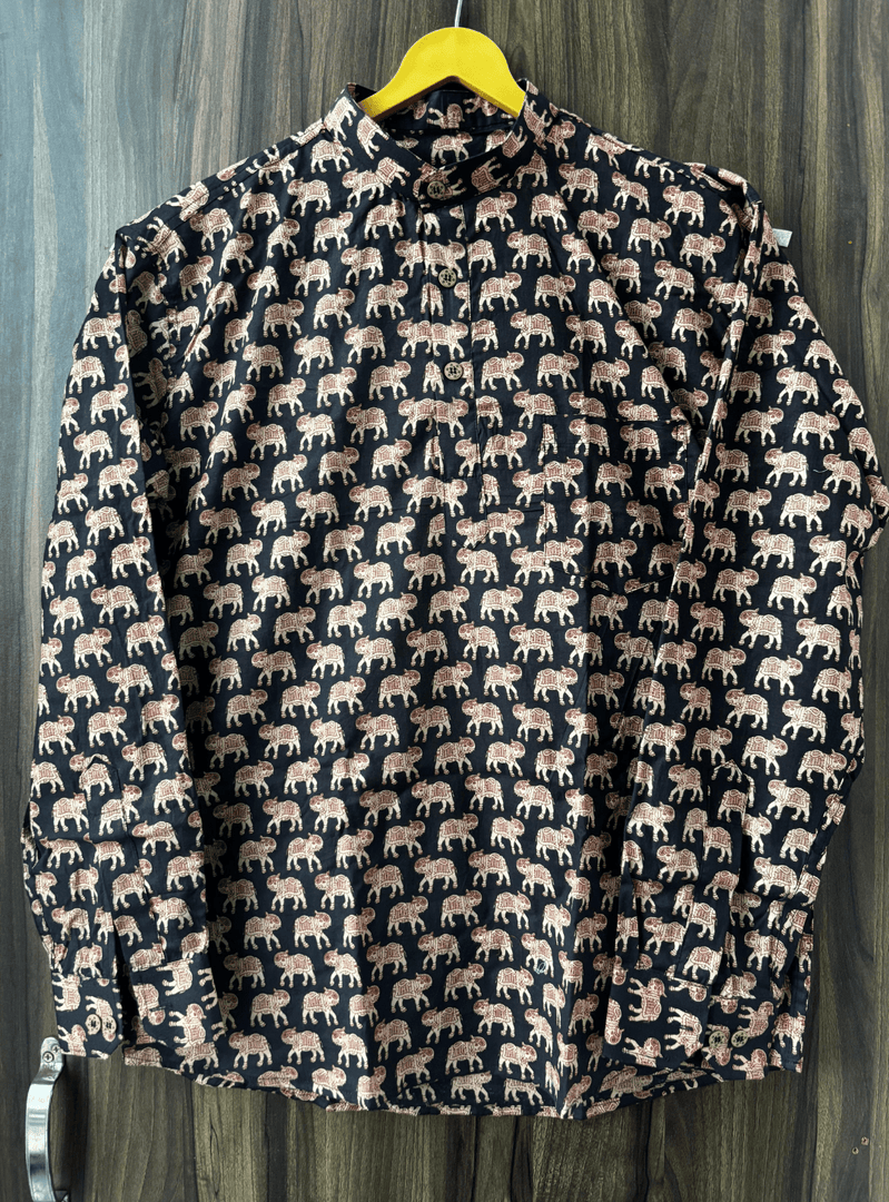 Jaipuri Haathi Print Short Kurta - Block Print