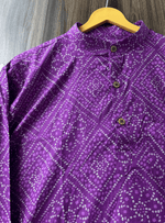Load image into Gallery viewer, Traditional Bandhani Motif Short Kurta – Purple
