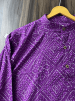 Load image into Gallery viewer, Traditional Bandhani Motif Short Kurta – Purple
