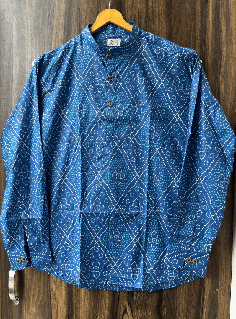 Traditional Bandhani Motif Short Kurta – Royal Blue