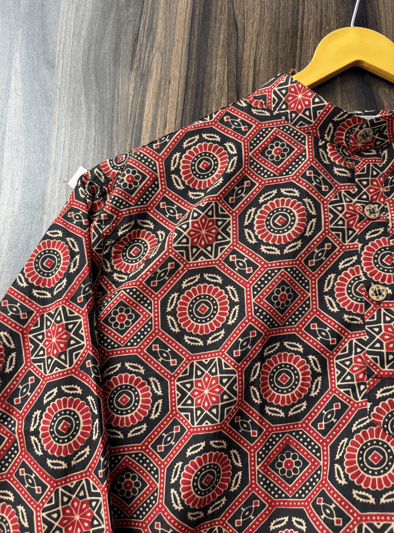 Rajwara Pattern Short Kurta- Block Print