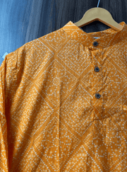 Traditional Bandhani Motif Short Kurta – Yellow
