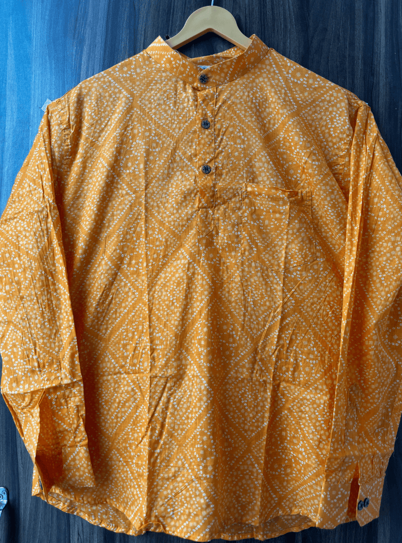 Traditional Bandhani Motif Short Kurta – Yellow