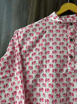 Load image into Gallery viewer, Royal Pink Elephant March - Sanganeri Print Short Kurta
