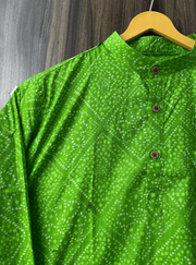 Traditional Bandhani Motif Short Kurta – Green