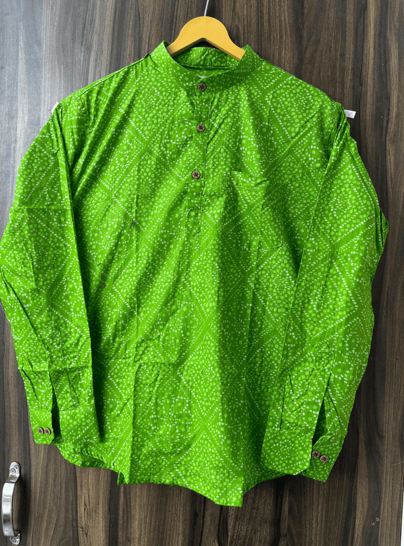 Traditional Bandhani Motif Short Kurta – Green