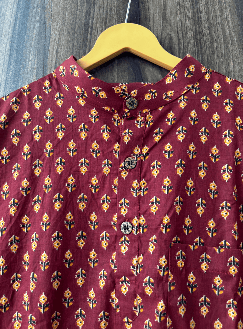 Kesar Buti Print Short Kurta - Sanganeri Print