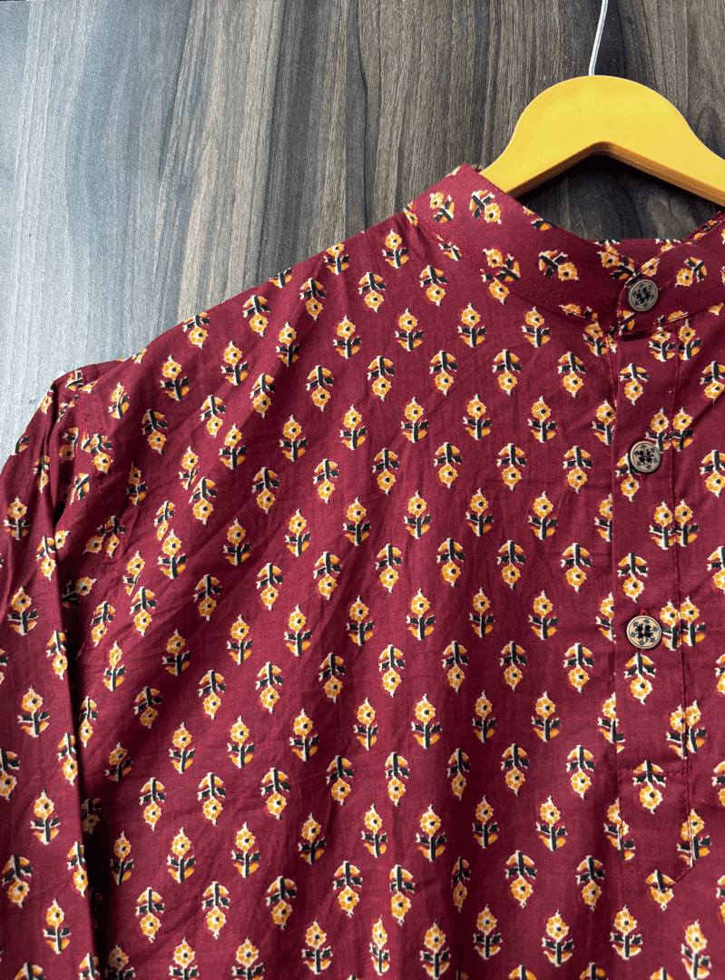 Kesar Buti Print Short Kurta - Sanganeri Print